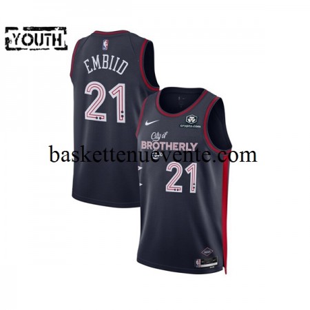 Maillot Basket Philadelphia 76ers Joel Embiid 21 2023-2024 Nike City Edition Navy Swingman - Enfant